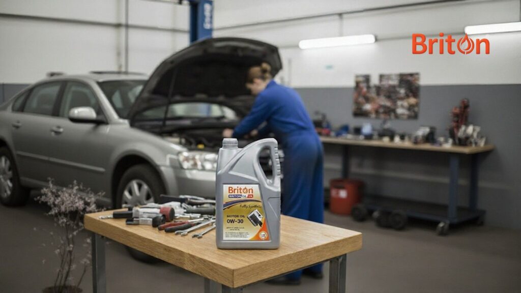 Best 0W30 Fully Synthetic Motor Oil in Muscat Briton Oil 0W30 Fully Synthetic Motor Oil bottle with premium engine protection in Muscat