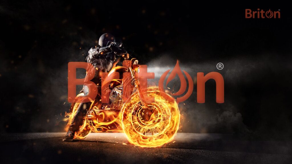 Top 10 motorcycle lubricants in Dubai displayed by Briton Oil — premium 2T and 4T engine oils for peak performance.